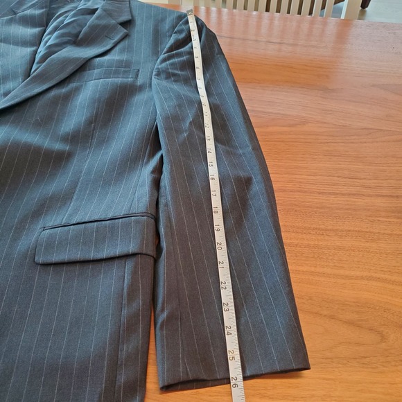 Hart Schaffner Marx Pinstripe Wool Men's formal career Suit Sz 44L Charcoal gray - Picture 12 of 16